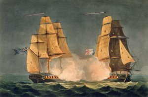 The Capture of La Nereide ، 21 ديسمبر 1797 ، منقوش بواسطة Thomas Sutherland لـ J. Jenkins&39;s Naval Achievements ، 1816 (نقش الألوان)